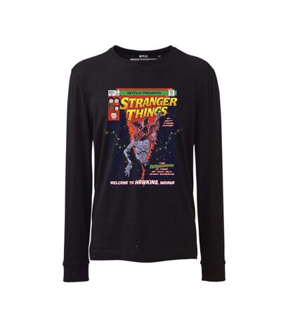Stranger Things T-shirt unisexe adulte à manches longues avec couverture de bande dessinée (Noir) - UTPM2984