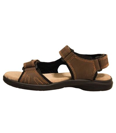 Sandales de sport en cuir homme marron Roamers