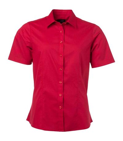 chemise popeline manches courtes - JN679 - femme - rouge