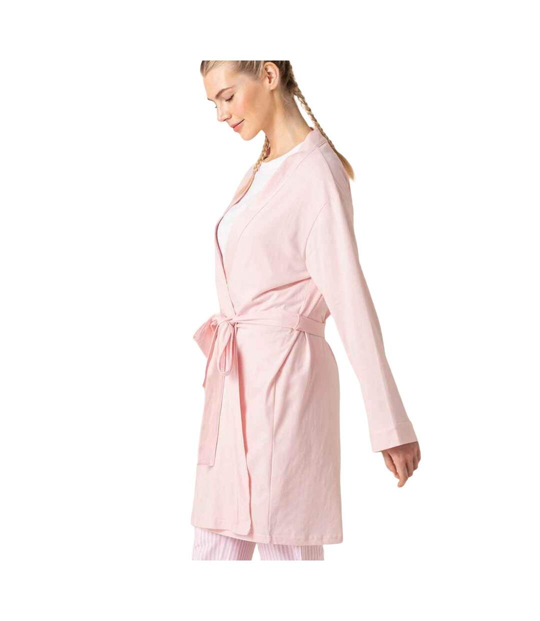 Womens/ladies wrap robe light pink Towel City-4