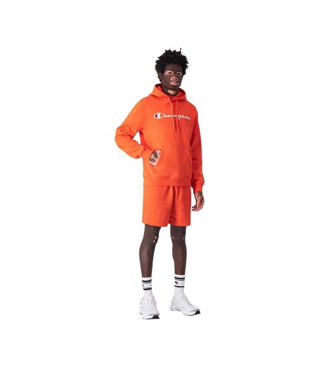 Sweat À Capuche Motif/style Logo Homme Orange Champion-1