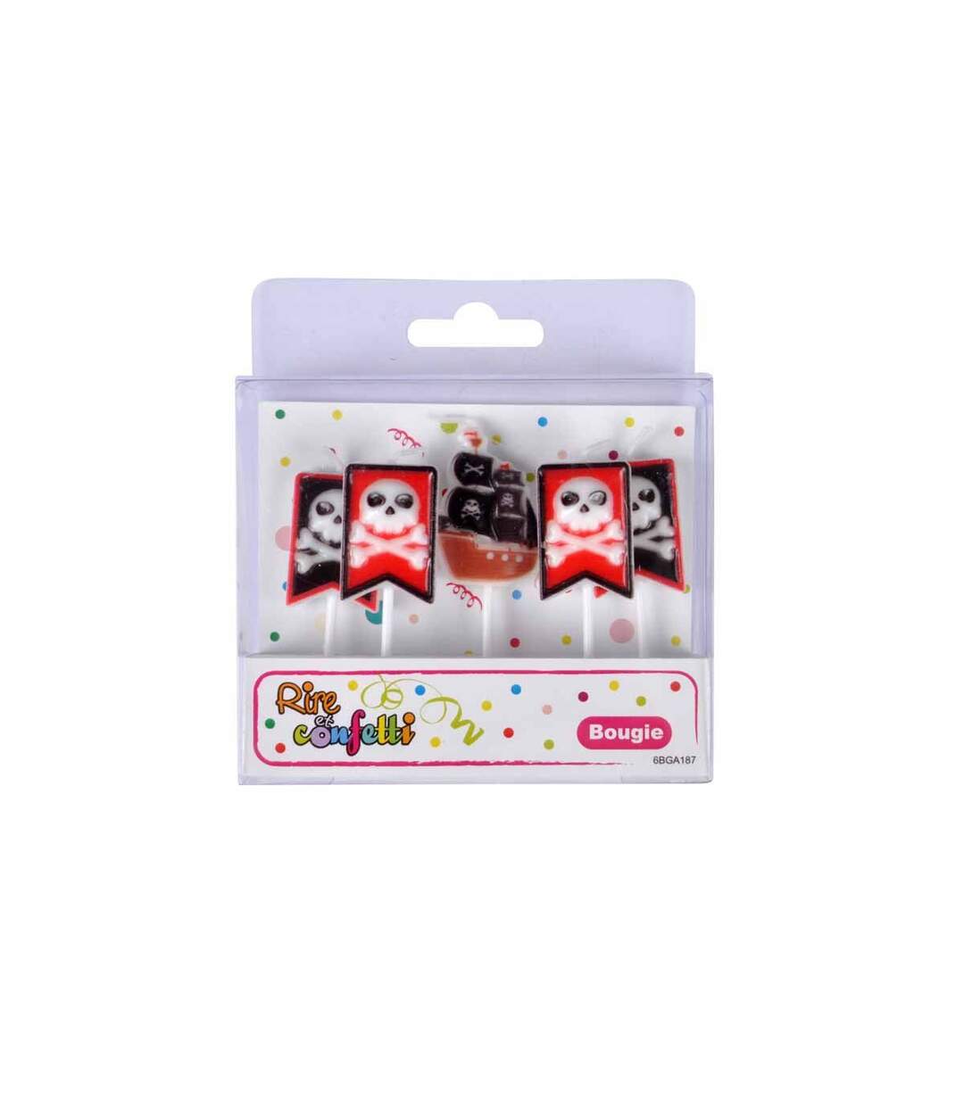 Lot de 5 Bougies d'Anniversaire Pirates Rouge & Noir-2