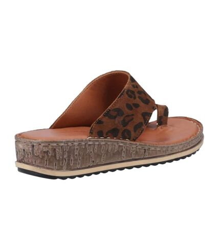 Womens/ladies elissa leopard print suede sandals brown Hush Puppies