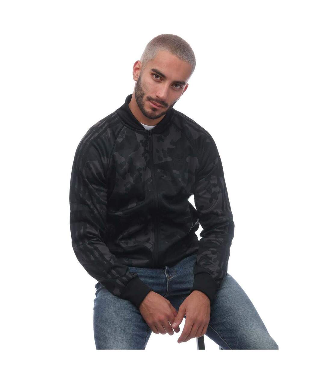 Haut De Survêtement Motif/style Camouflage Sstr Homme Noir Adidas-1