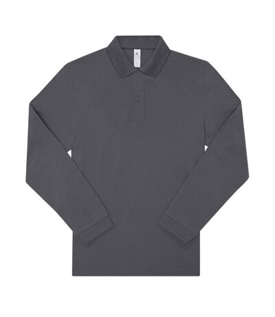 B&C Mens My Long-Sleeved Polo Shirt (Dark Grey)