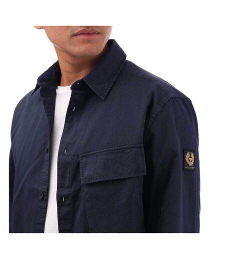 Mens Cotton Point Collar Shirt Navy Belstaff