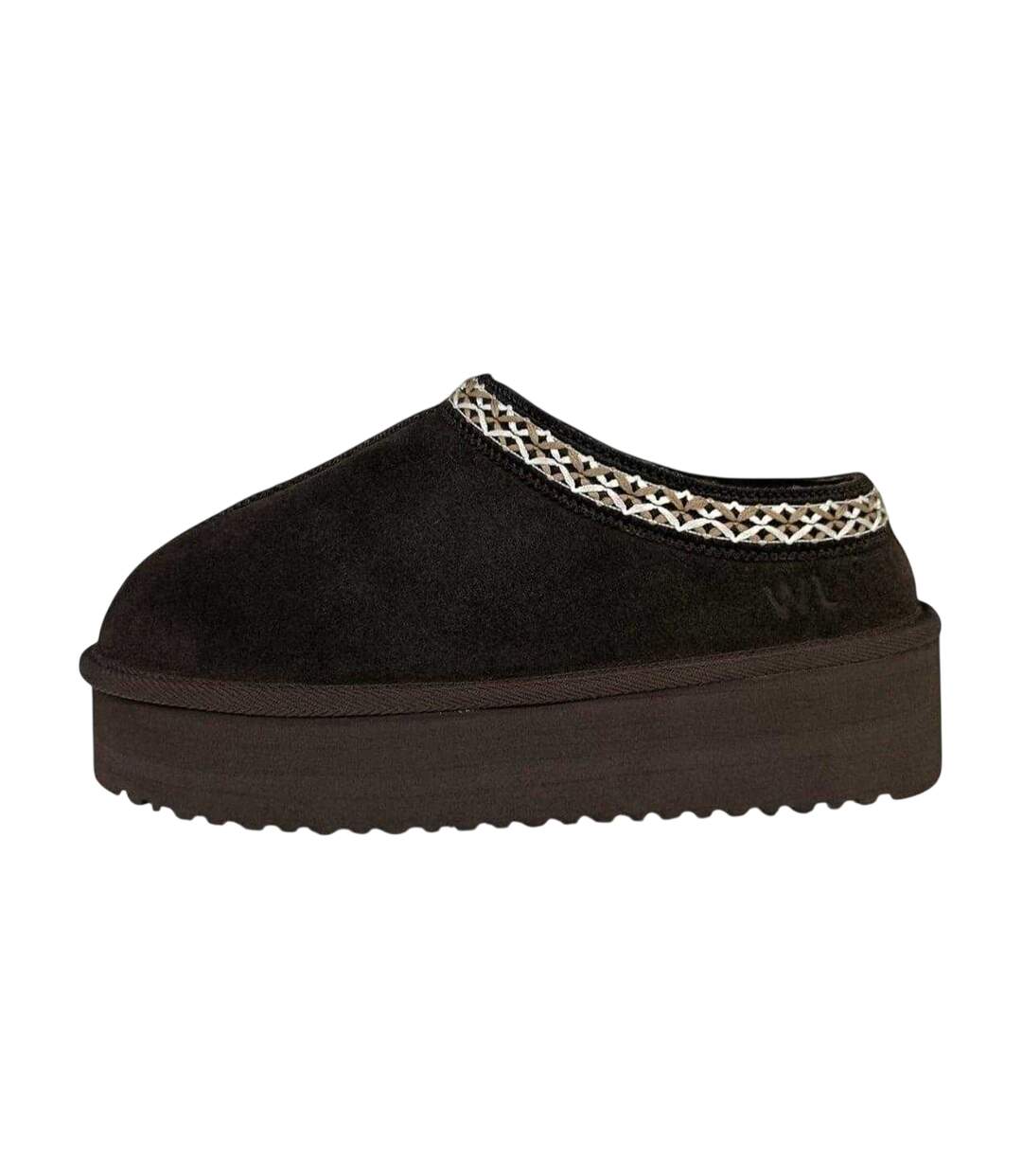 Womens/ladies Suede Platform Slippers Chocolate Jack Wills-3