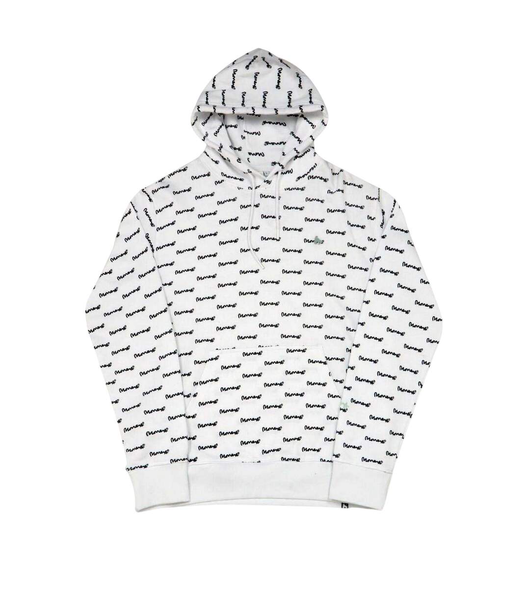 Mens All Over Logo Hoodie White Money-1