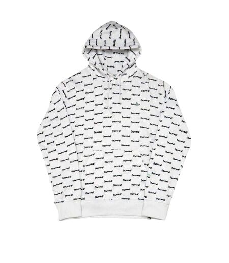 Mens All Over Logo Hoodie White Money