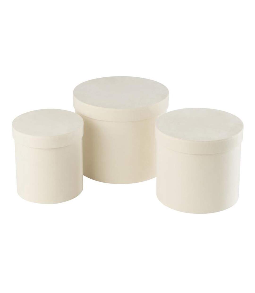 Lot de 3 Boîtes de Rangement Rondes Vaughn 27cm Blanc-1