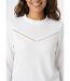T-shirt blanc col montant volanté maille gaufrée-4