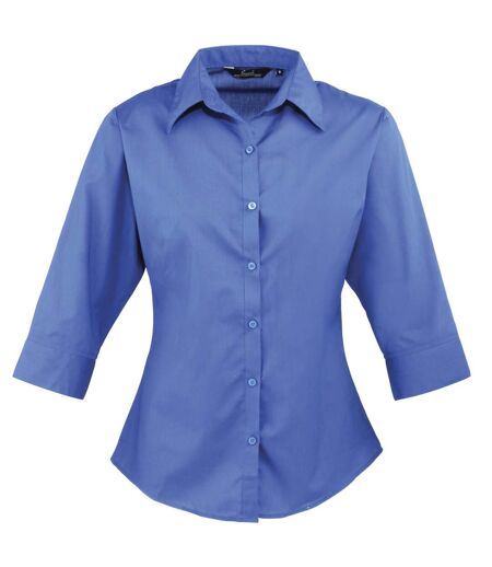 Premier 3/4 Sleeve Poplin Blouse / Plain Work Shirt (Royal) - UTRW1093