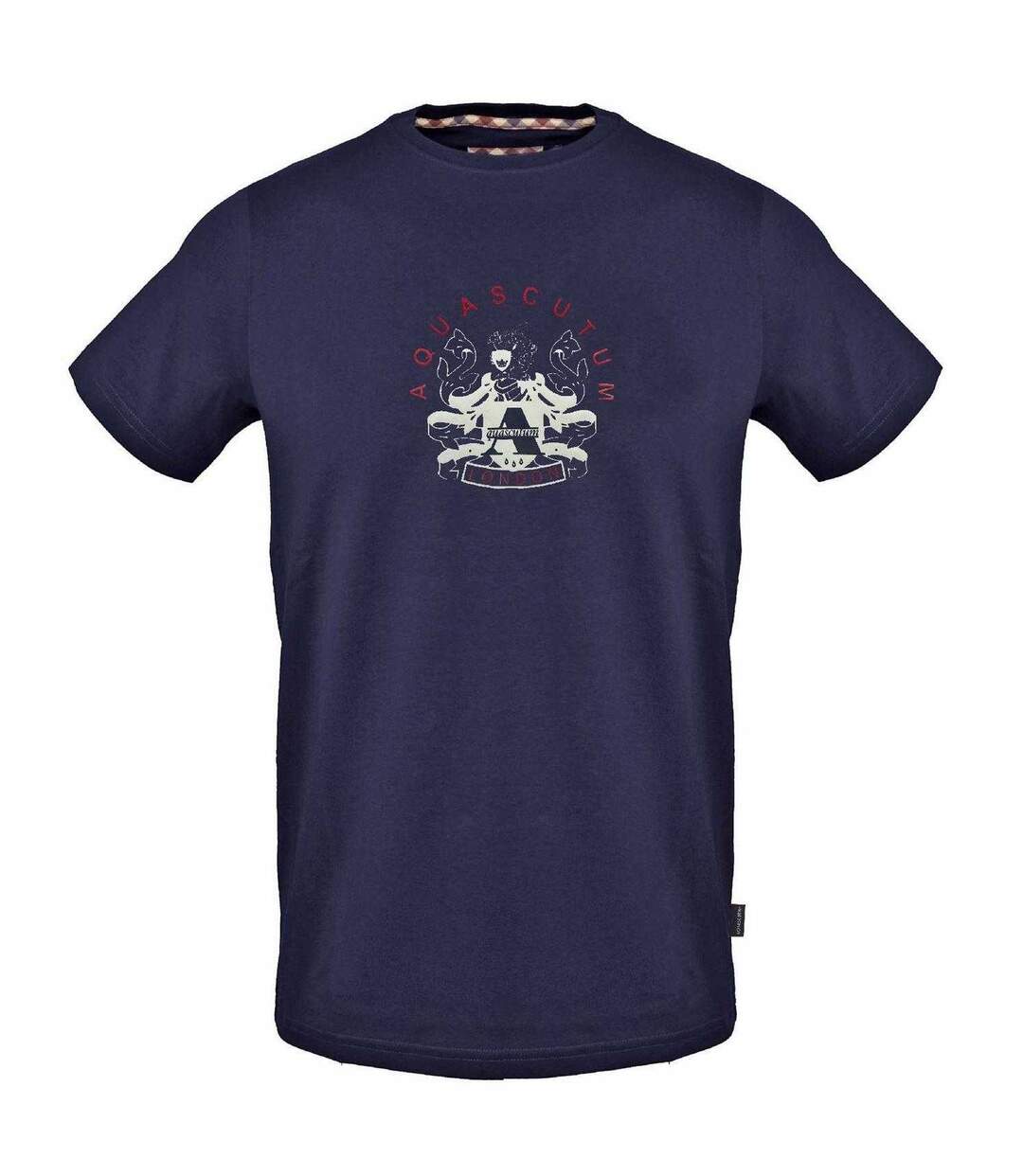 Mens Crest Cotton T-shirt Navy Aquascutum-1