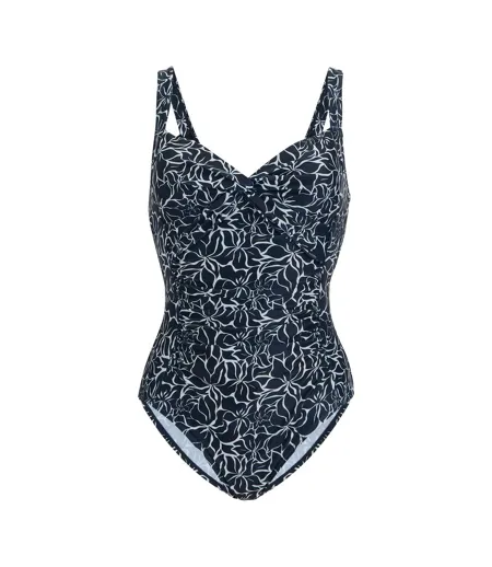 Womens/ladies Sakari Patterned One Piece Swimsuit Navy Regatta