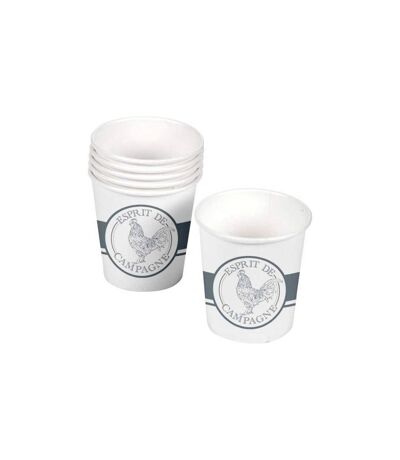 Lot de 10 Gobelets en Carton Esprit Campagne 23cl Blanc