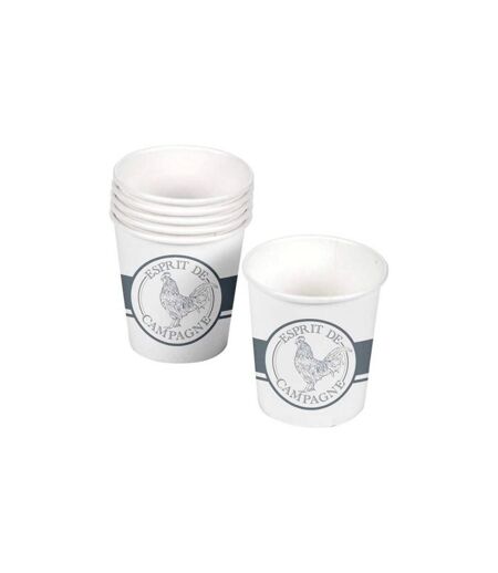 Lot de 10 Gobelets en Carton Esprit Campagne 23cl Blanc