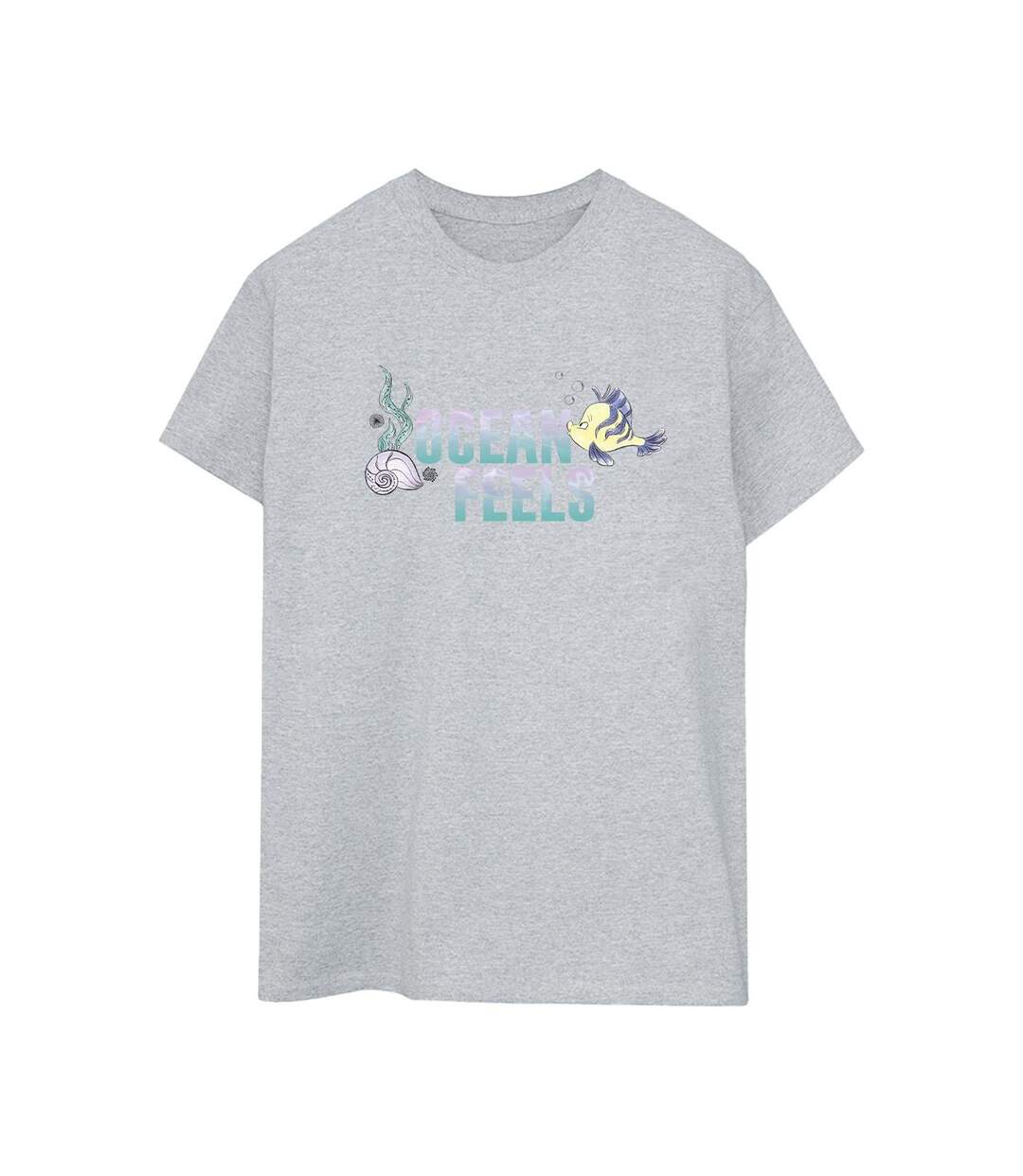 Disney Femme/Ladies The Little Mermaid Ocean Cotton Boyfriend T-Shirt (Gris sportif) - UTBI31078-1