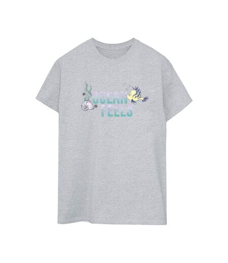 Disney Femme/Ladies The Little Mermaid Ocean Cotton Boyfriend T-Shirt (Gris sportif) - UTBI31078