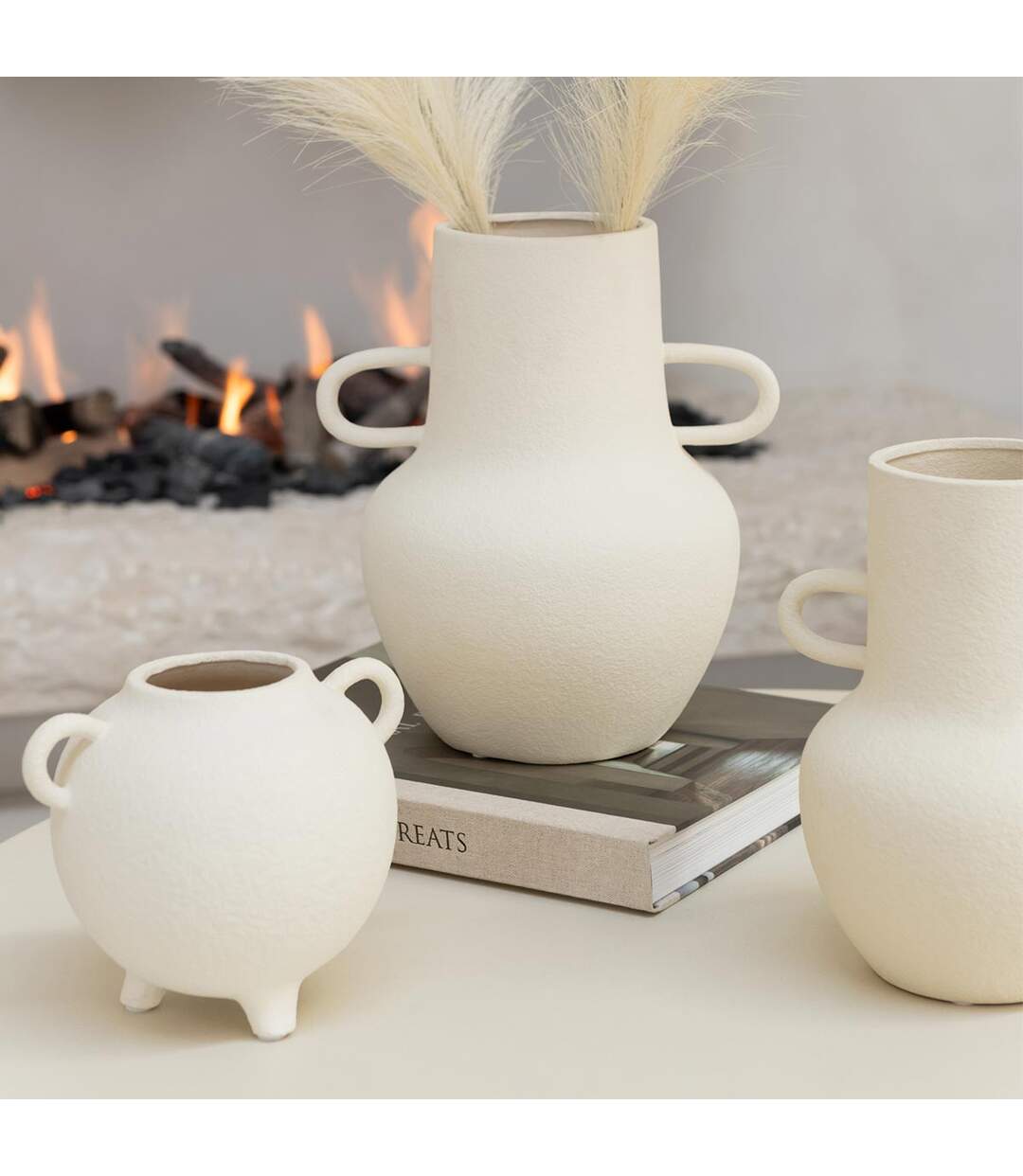 Vase Cruche 2 Anses Dwight 16cm Beige-2