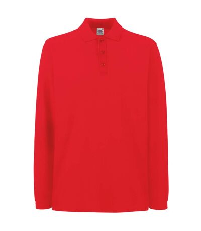Polo À Manches Longues Homme Rouge Fruit Of The Loom