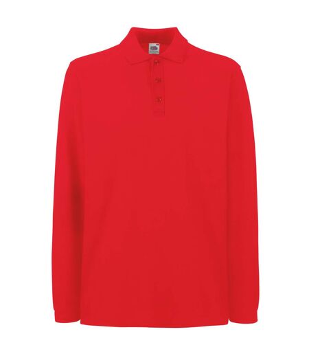 Polo À Manches Longues Homme Rouge Fruit Of The Loom