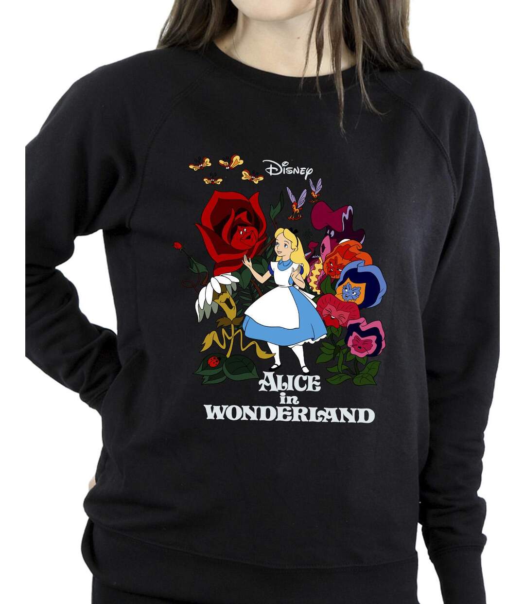Disney - Sweat ALICE IN WONDERLAND FLOWERS - Femme (Noir) - UTBI5653-3