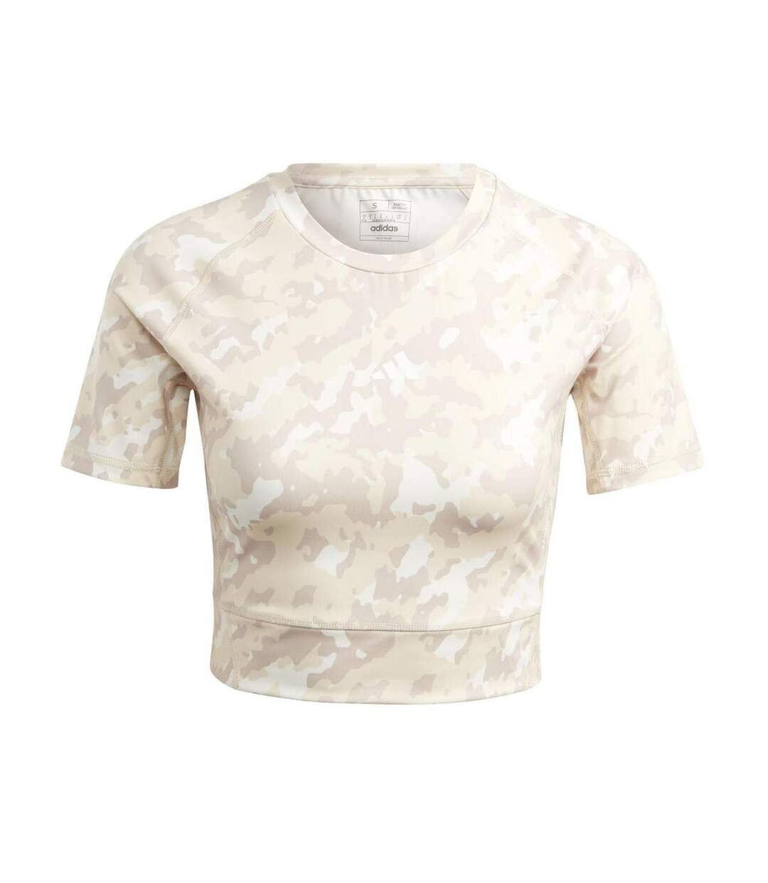 Womens/ladies Techfit Camo Crop T-shirt Taupe Camo Adidas-2