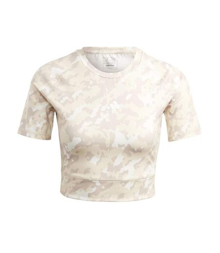 Womens/ladies Techfit Camo Crop T-shirt Taupe Camo Adidas