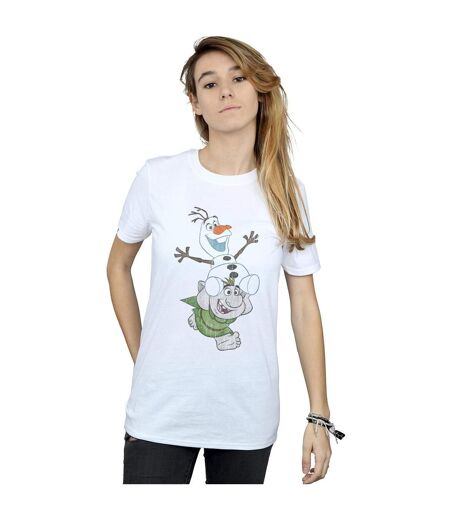 Disney - T-shirt FROZEN OLAF AND TROLL - Femme (Blanc) - UTBI24825