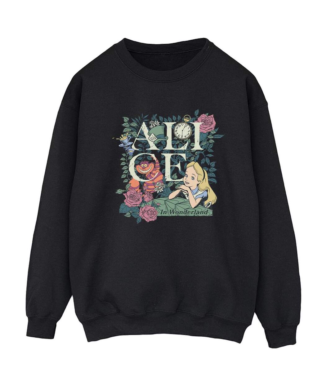 Disney - Sweat ALICE IN WONDERLAND LEAFY GARDEN - Femme (Noir) - UTBI5769-1
