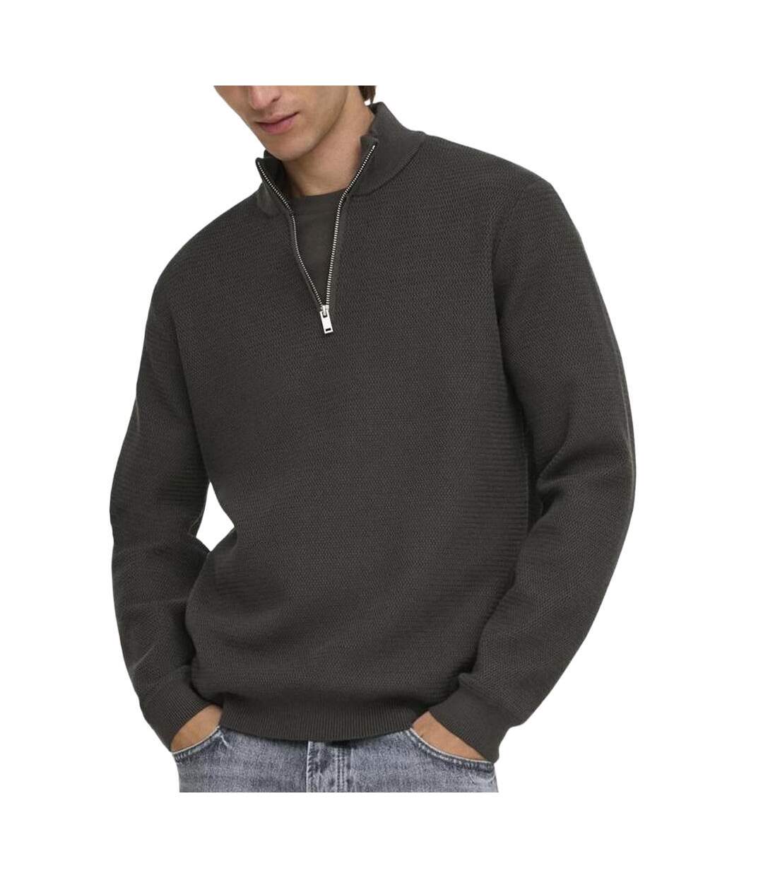 Pull camionneur gris foncé homme only & sons carter-1