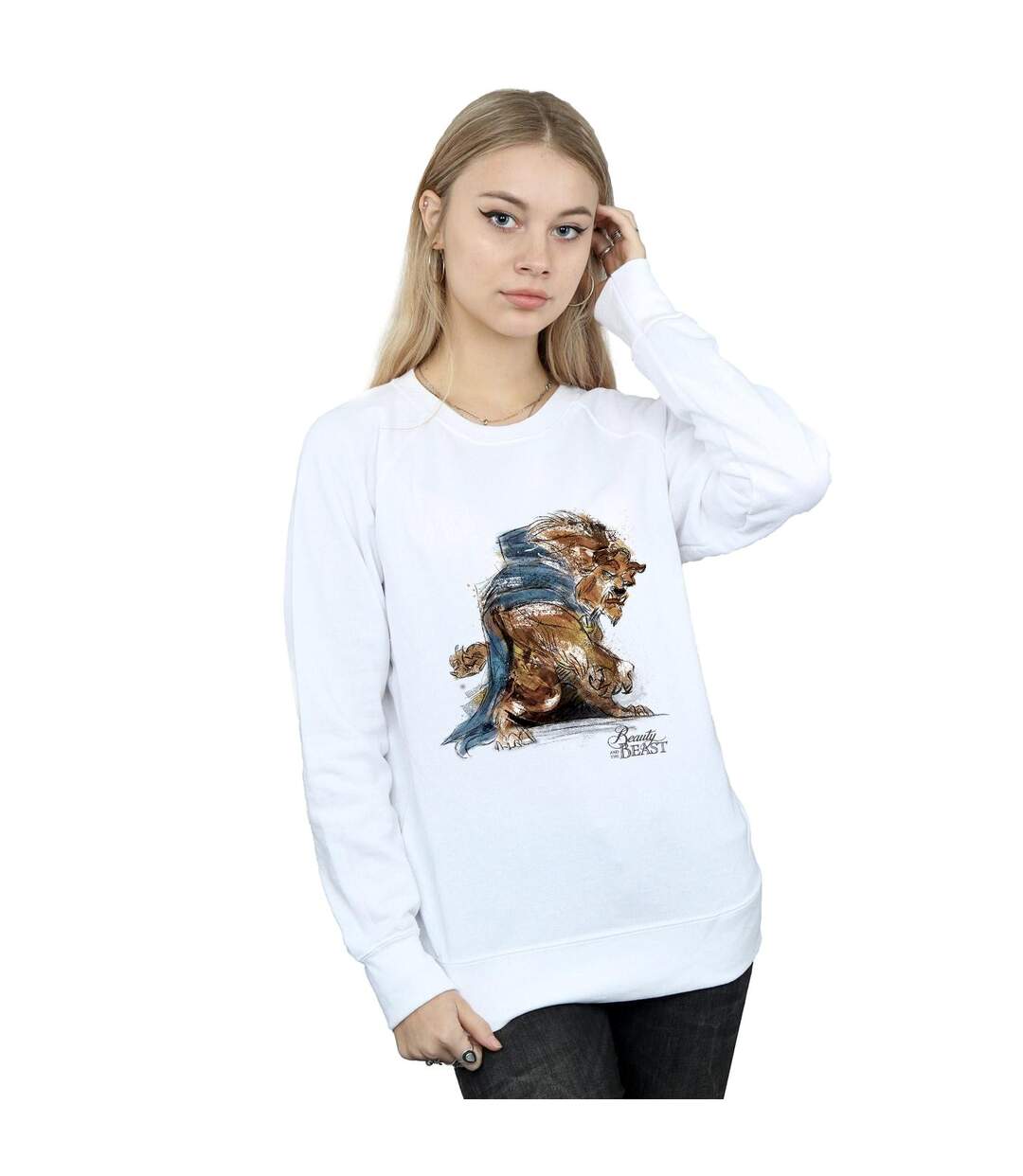 Disney Femmes/Les femmes Beauty And The Beast Beast Sketch Sweatshirt (Blanc) - UTBI48493-2