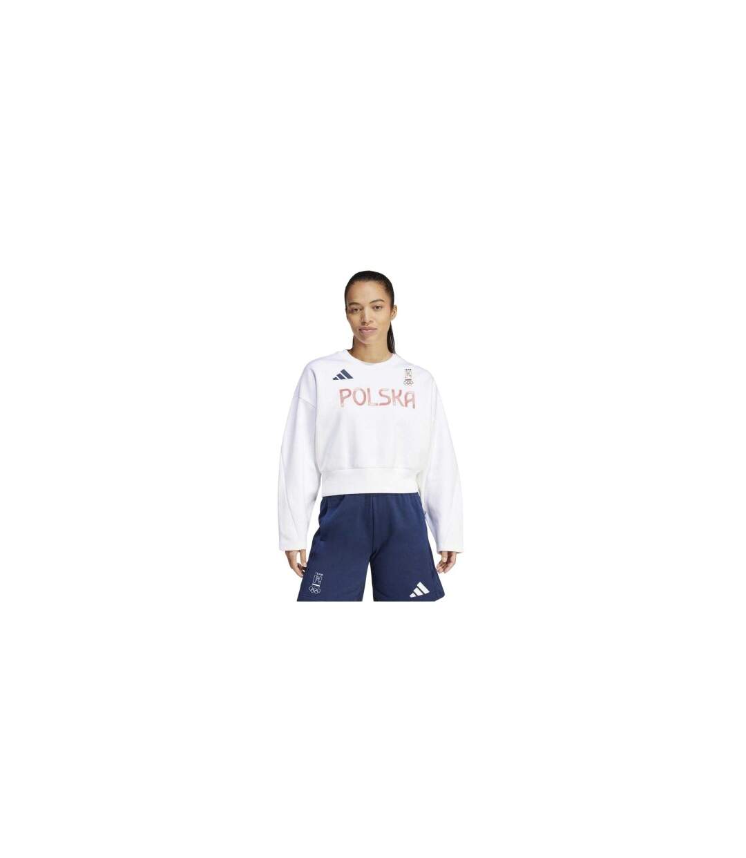 Womens/ladies Poland Drop Shoulder Boxy Sweatshirt White Adidas-1