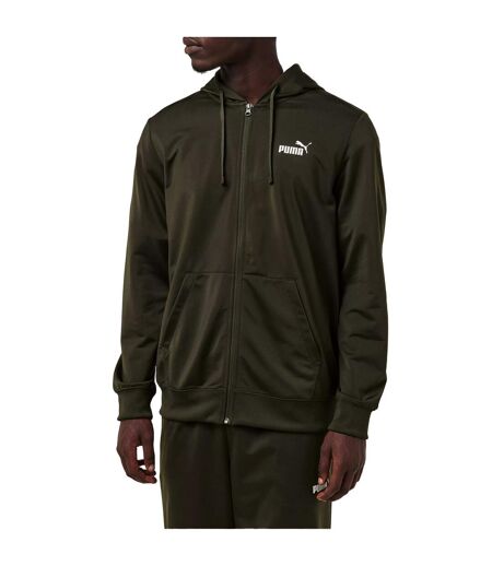 Mens Hooded Long-sleeved Tracksuit Set Khaki Green Puma
