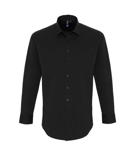 Unisex adult poplin stretch long-sleeved shirt black Premier