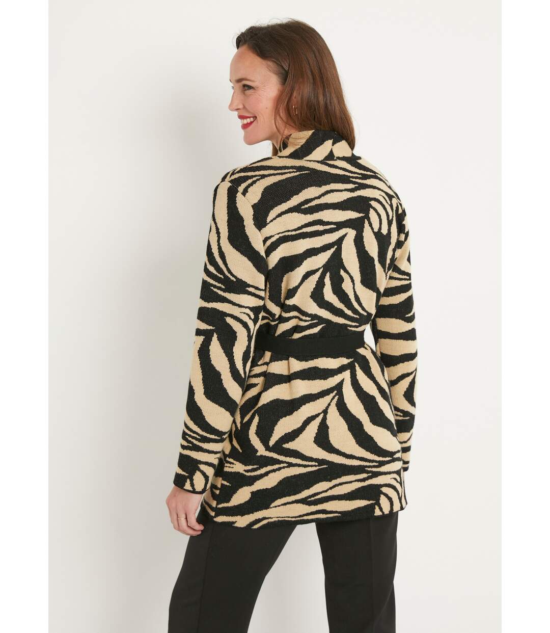 Gilet long jacquard peau de bête bord à bord-2
