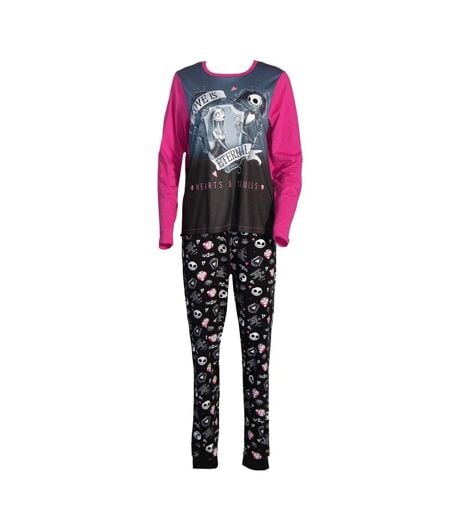 Ensemble De Pyjama Long Motif Jack Et Sally Femme Noir Violet Nightmare Before Christmas