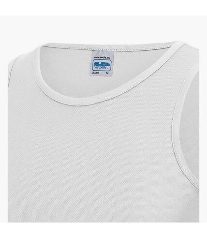 Just Cool Mens Sports Gym Plain Tank/Vest Top (Arctic White)