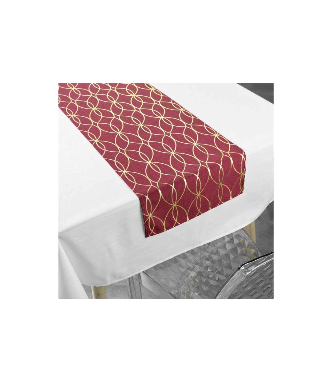 Nappe & Chemin de Table Elipsa 140x250cm Blanc & Rouge