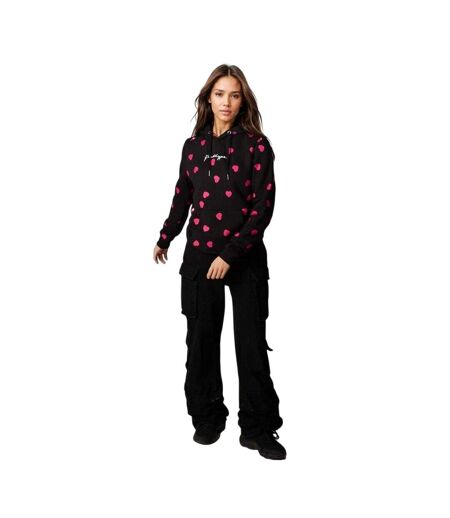 Sweat À Capuche Motif/style Cœur Femme Noir Hype