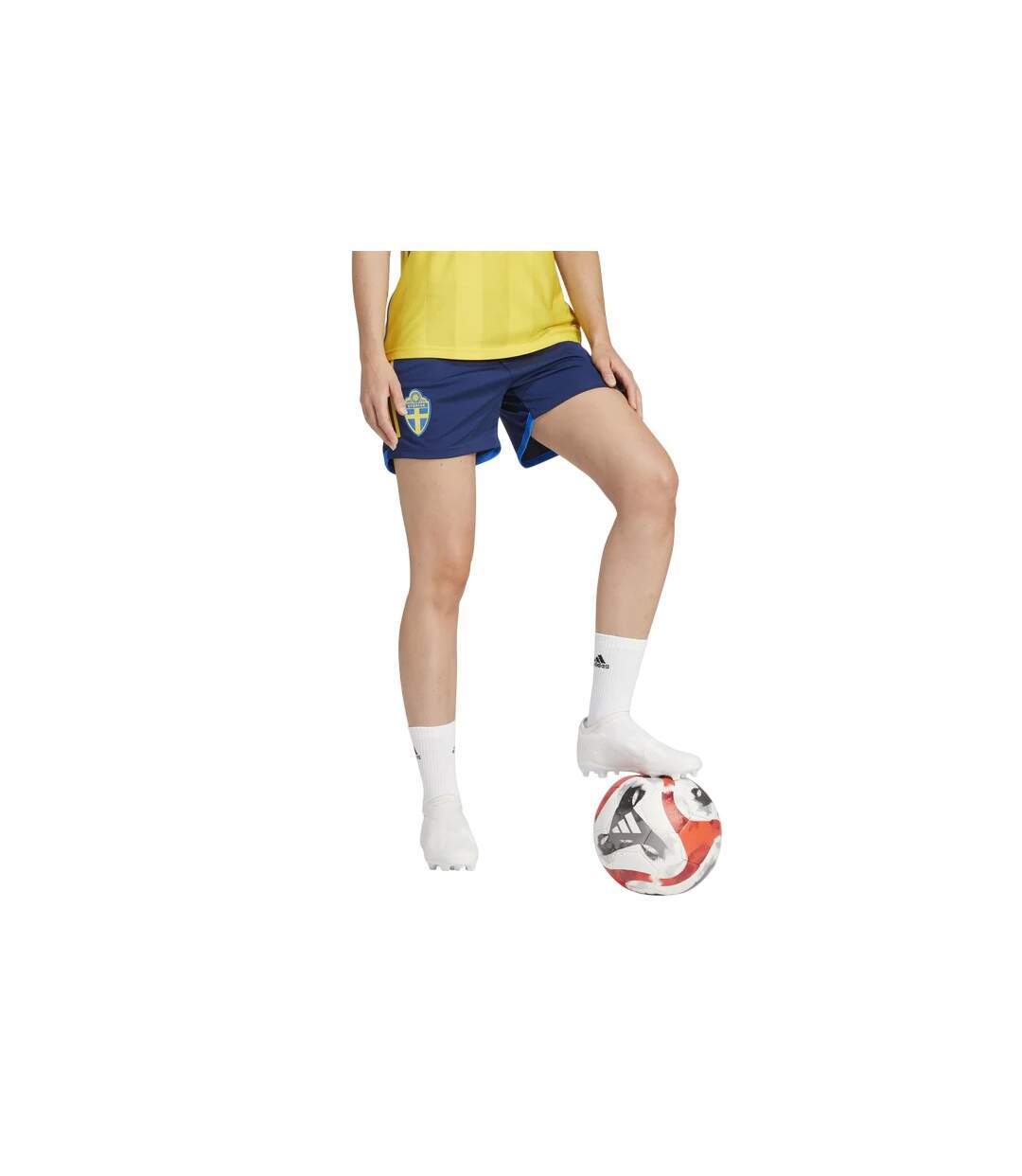 Short De Foot Sport Motif/style Fédération Suédoise De Football Team Femme Bleu Marine Adidas-1