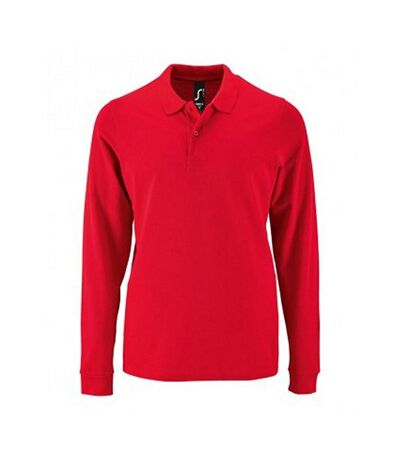 SOLS Mens Perfect Long Sleeve Pique Polo Shirt (Red)