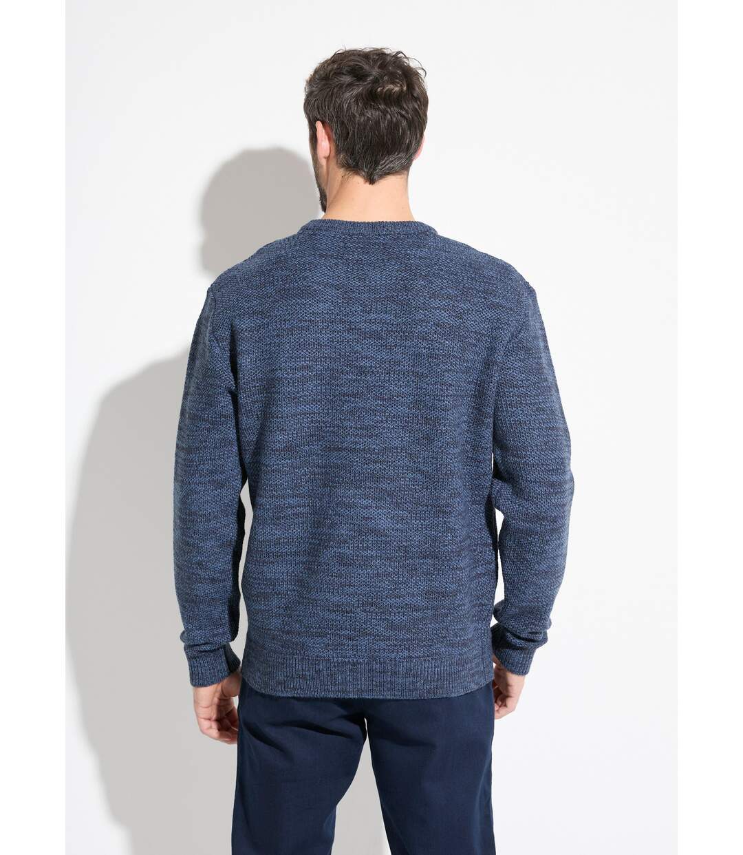 Pull col rond maille chinée laine manches longues-2