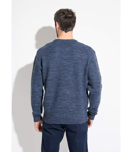 Pull col rond maille chinée laine manches longues