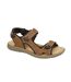 Mens triple strap leather touch fastening sports sandals brown Roamers