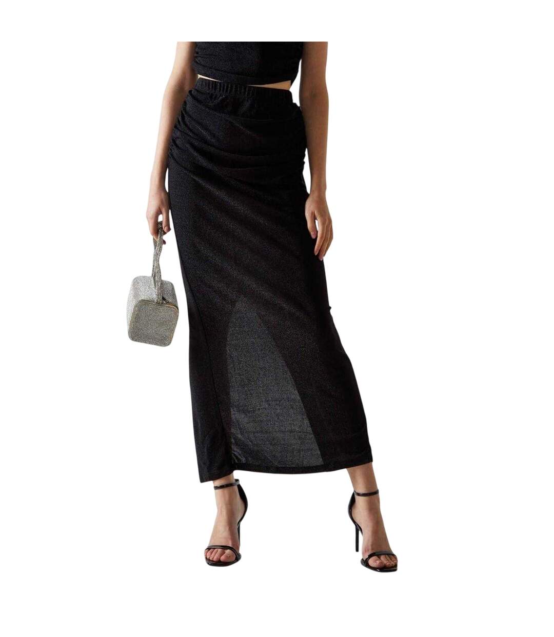 Jupe Mi-longue Motif/style Paillettes Femme Noir Glamorous-3