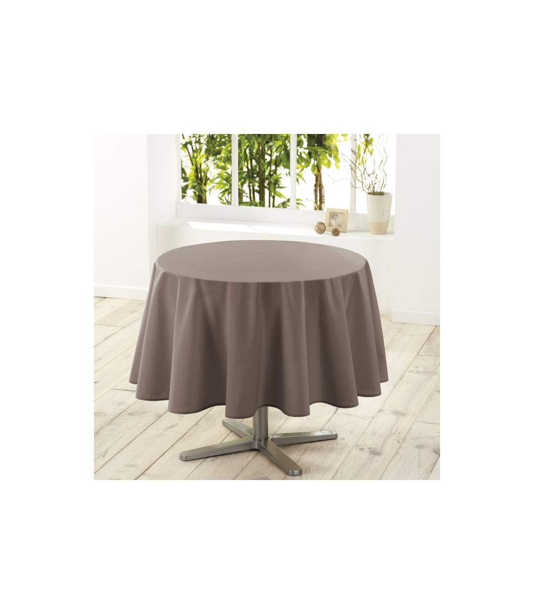 Nappe Ronde Antitache Essentiel 180cm Taupe-1