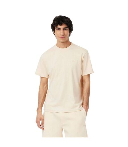 Mens Paris Logo Cotton T-shirt Cream Lacoste