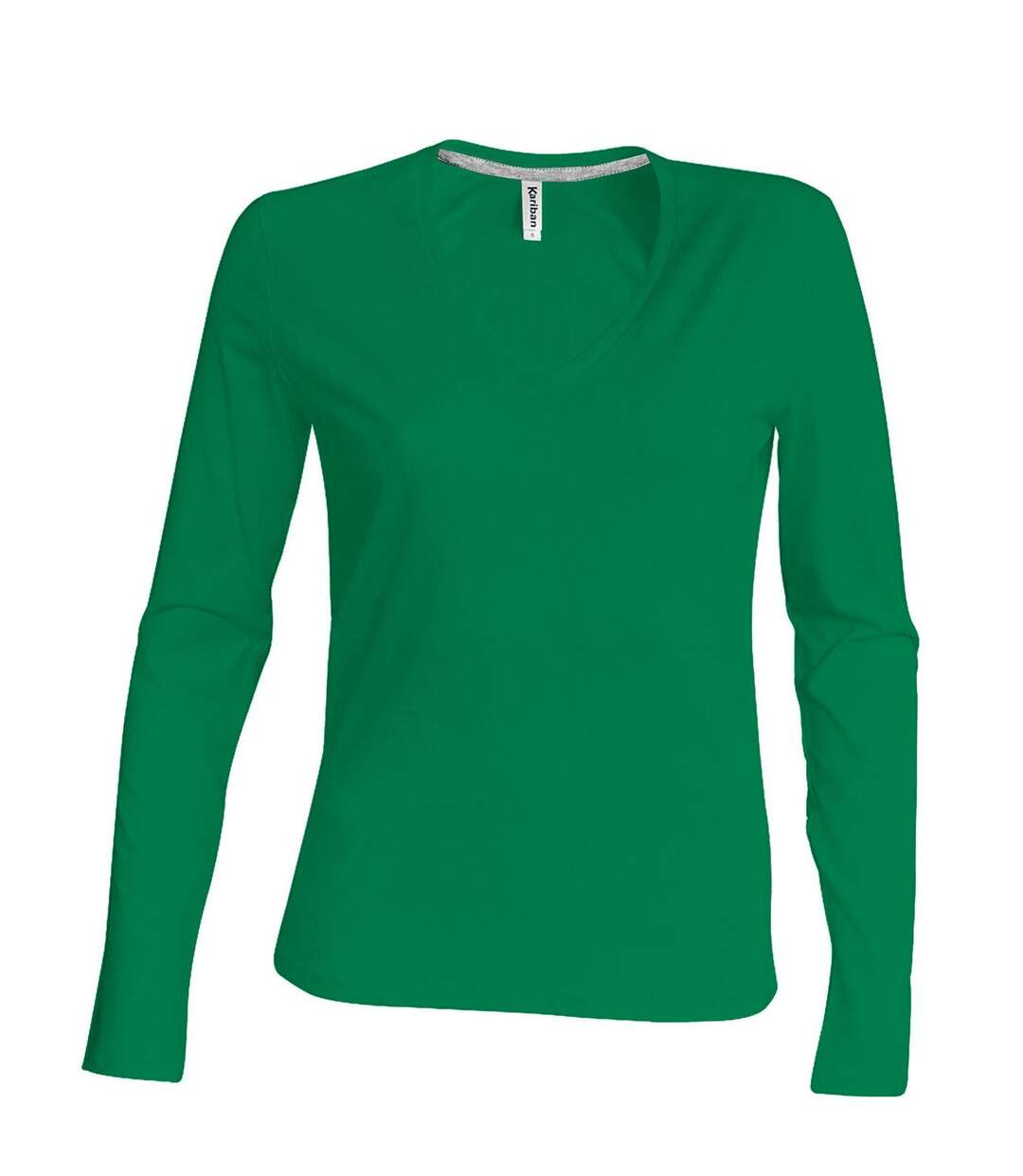 T-shirt manches longues col V - K382 - vert kelly - femme-2