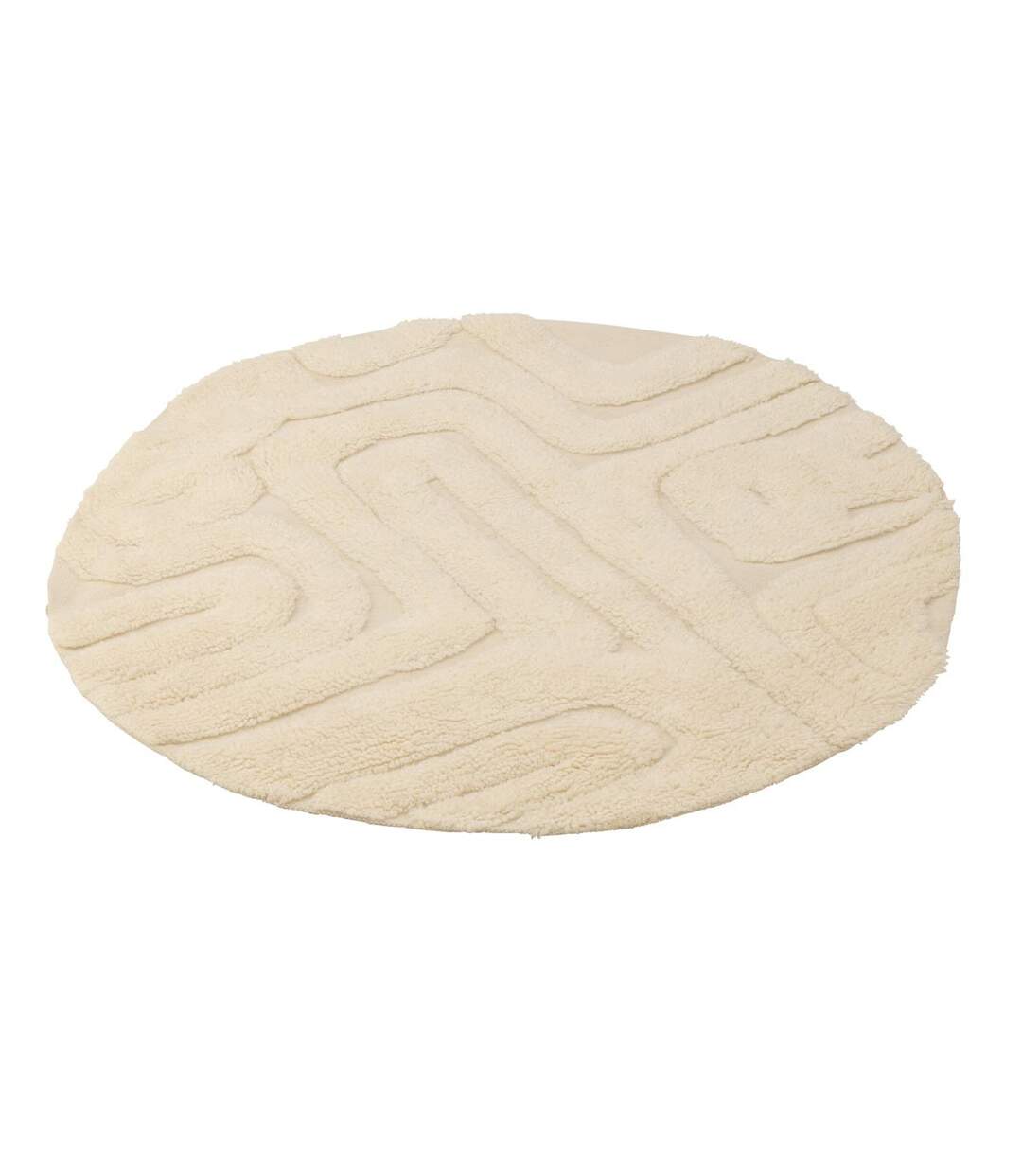 Tapis Rond en Laine Lignes Abstraites 150cm Écru-1